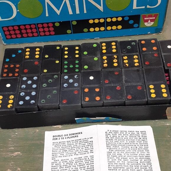 Bundle of 2 sets of Dominoes: Fred Roberts Bakelite & Double-Nine color dot - Picture 5 of 6